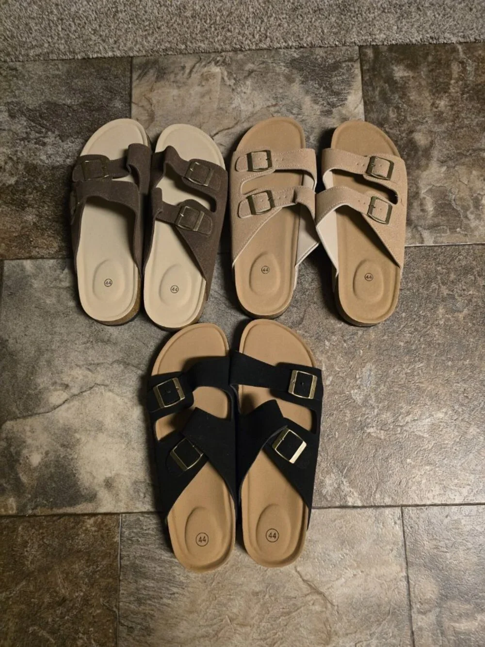 Footbed Buckle Sandals Eur 44 Mens 11 Lot Of 3 NWOT
